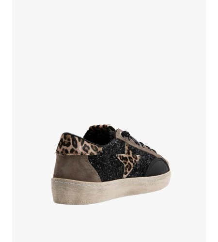 CETTI  ZAPATILLA C1342 ANTE GLITTER NEGRO.