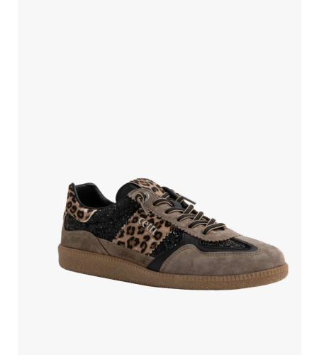 CETTI  ZAPATILLA C1395 ANTE GLITER NEGRO.