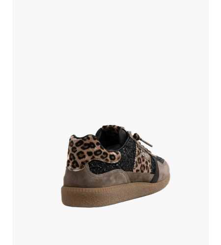 CETTI  ZAPATILLA C1395 ANTE GLITER NEGRO.